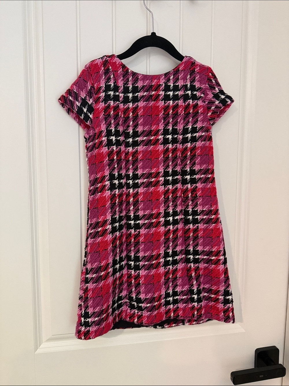 GB girls Pink Red Black Plaid Knit Dress